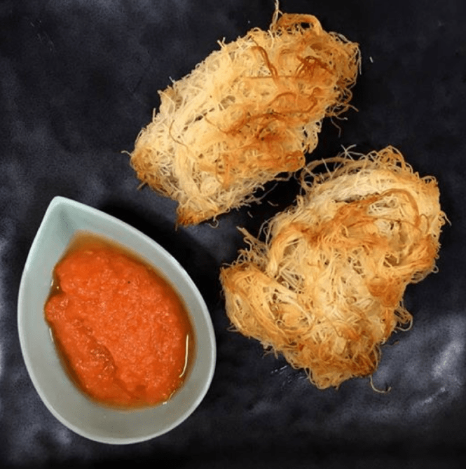 Aubergine & cheese nests